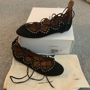LAST CHANCE!!! New - Isabel Marant Studded lace up flats- black ballet flats